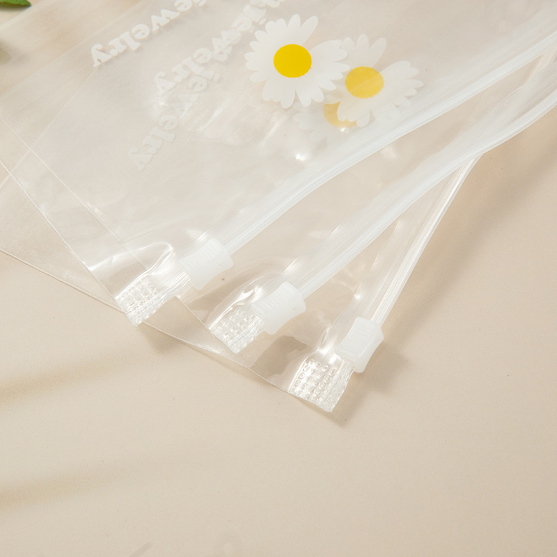 Korean version daisy transparent plastic self sealing bag hair accessories packaging bag manufacturer in stock rubber band jewelry accessories storage
