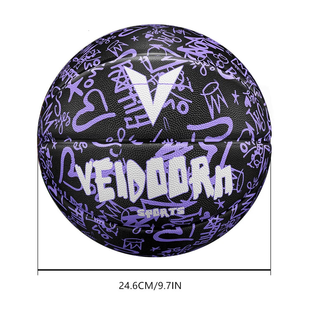 Black Purple Rubber Basketball Ball Official Size 7 Free Needle Net Pump Outdoor Durable Basket Ball 240418
