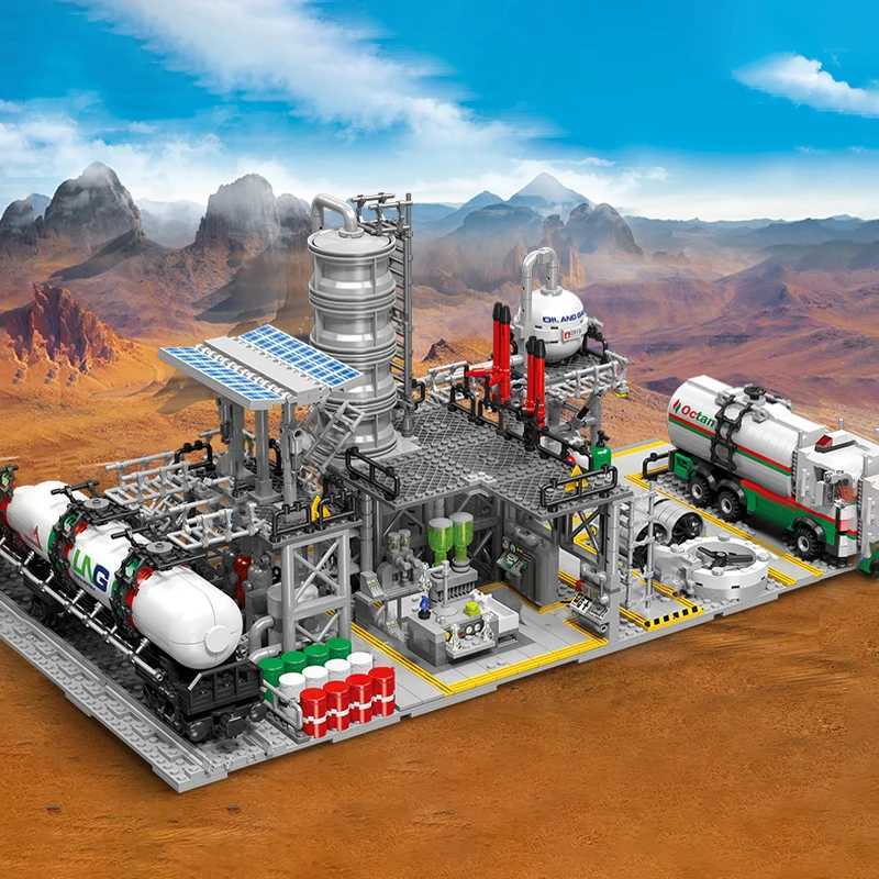City street view building block natural gas storage center laboratory transportation station 3-in-1 assembly model brick childrens gift X241122