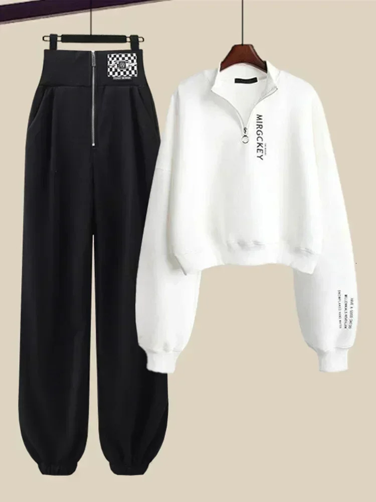 Women Casual Sport Suit Spring Autumn Fashion Pullover High Waist Jogger Leisure Sweatpants Female Running 2 Piece Sets 241121