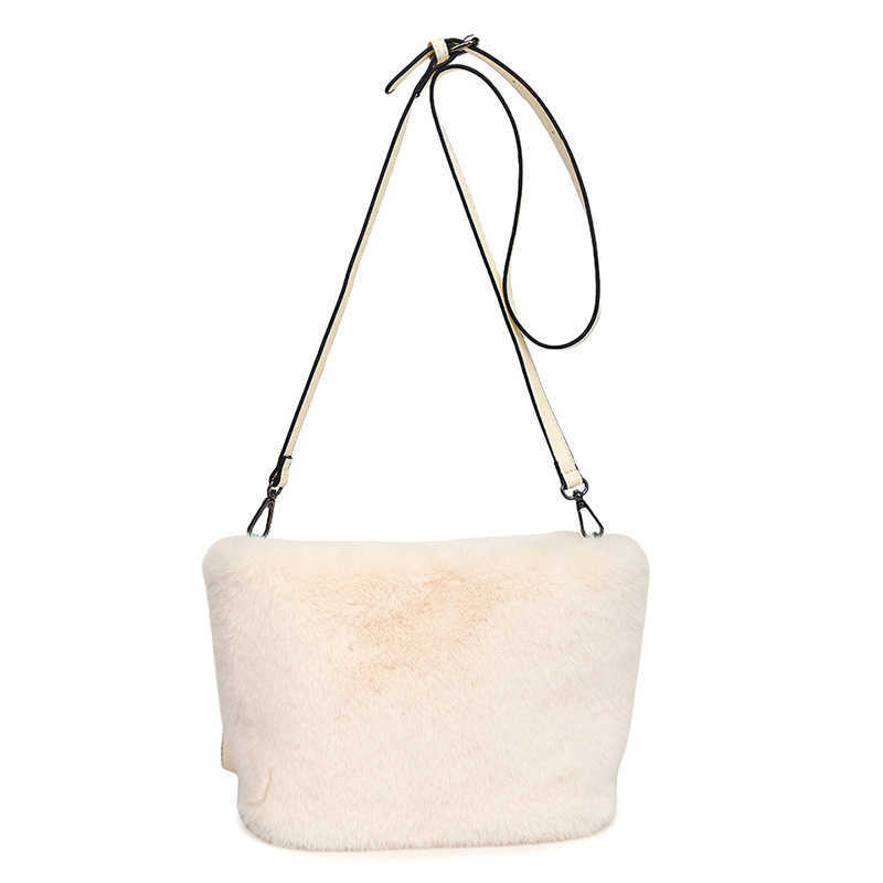 Autumn and winter imitation fur bag square tube bag solid color women's handbag diagonal cross fashion trend commuting daily bucket bag