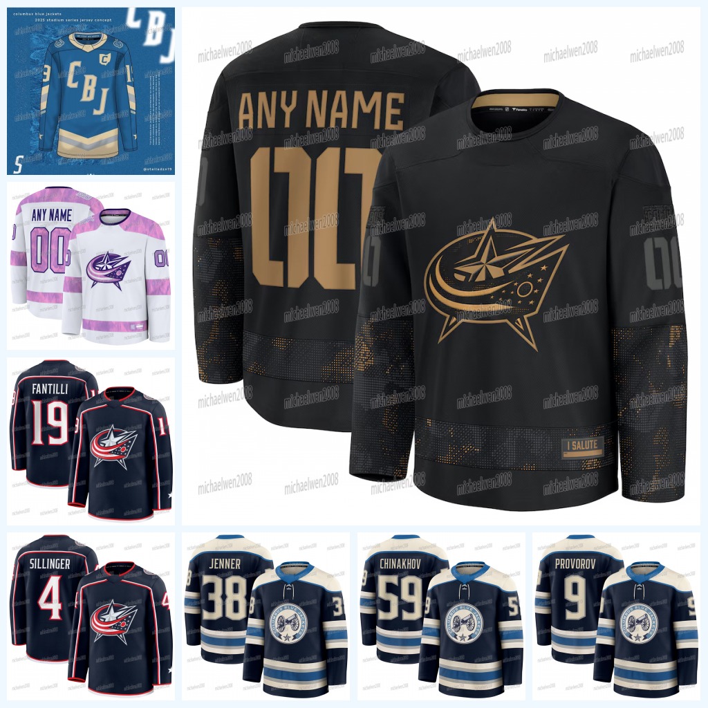 Columbus Blue Jacket 2025 Military Appreciation Jersey Adam Fantilli Johnny Gaudreau Boone Jenner Kent Johnson Ivan Provorov Zach Werenski Merzlikins Chinakhov