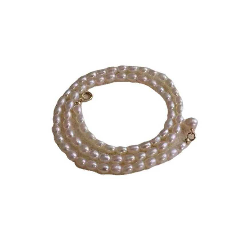 Minar Korea R Freshwater Pearl Toggle Clasp Beaded Necklaces for Women 14K Real Gold Plated Copper Strand Choker WholesaleX241123