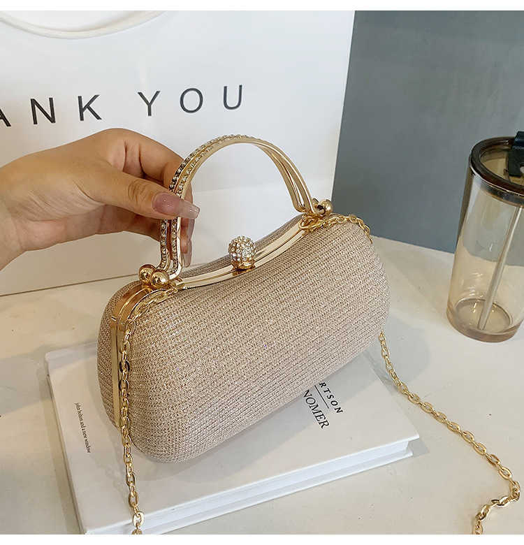 2024 new trendy women's bag with exquisite texture, simple and stylish small bag with lock buckle, single shoulder chain crossbody bag