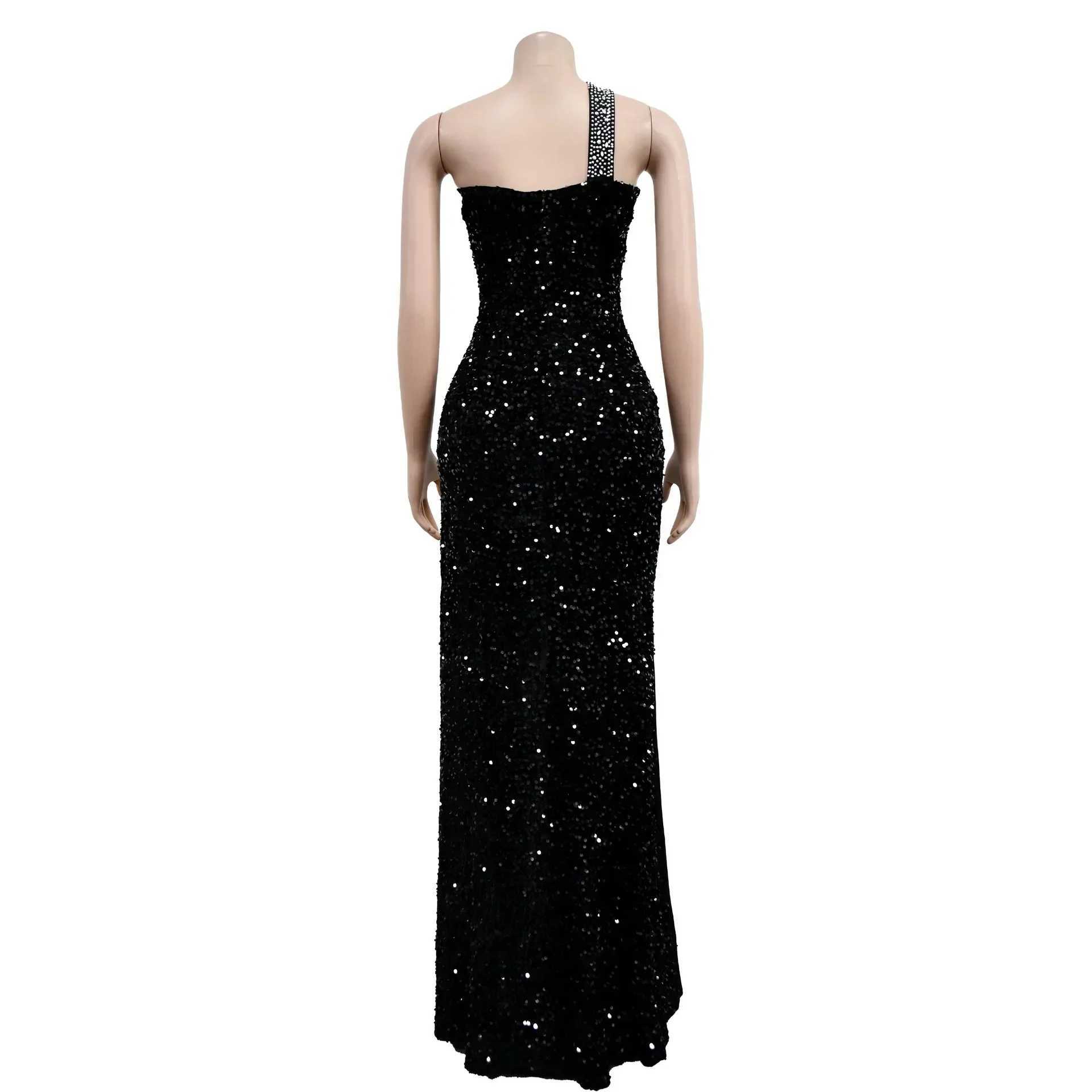 Wen dress party night sexy dress long mesh Maxi Vestitos hot diamond strapless sling V-neck ultra-thin Pr high waist M241123