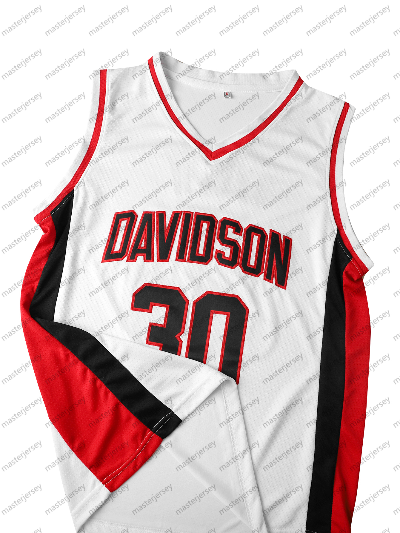 DAVIDSON #30 Curry Men's Basketball Jersey Sweatshirt - Embroidered Movie Mesh Letters & Numbers, Crew Neck Sleeveless Training Vest, Loose Fit A