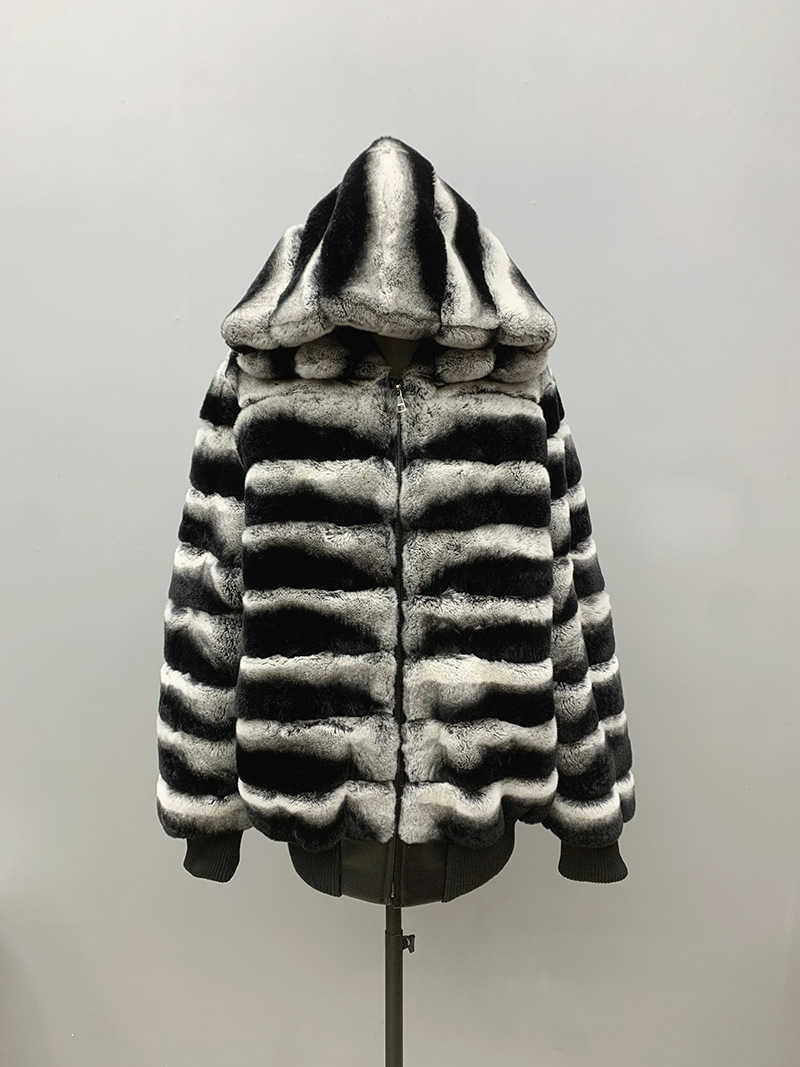 Winter fur coat Rex rabbit fur coat Chinchilla leather jacket items mens clothing W241017