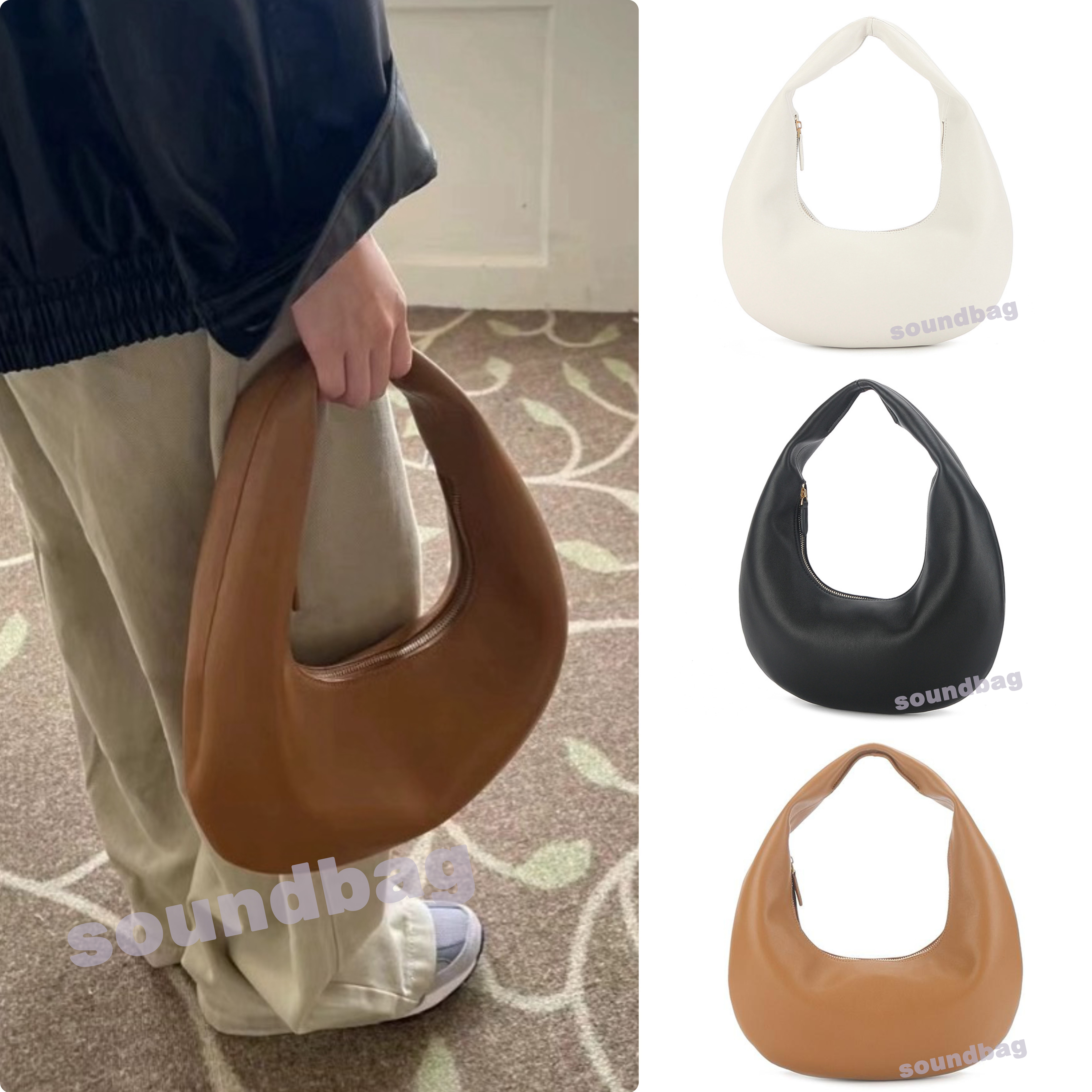 2024 Spring Crescent Moon Bag: Luxurious Genuine Dumpling Tote - Designer Fashion for Women, Minimalist Textured Leather Handbag