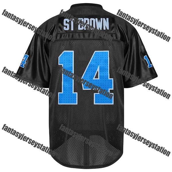 #14 St. Brown 26 Gibbs Jack Goff Embroidery 5 Montgomery Polyester Embroidered Football Jersey, Sports Fan V-Neck Shirt, Breathable Athletic Training 