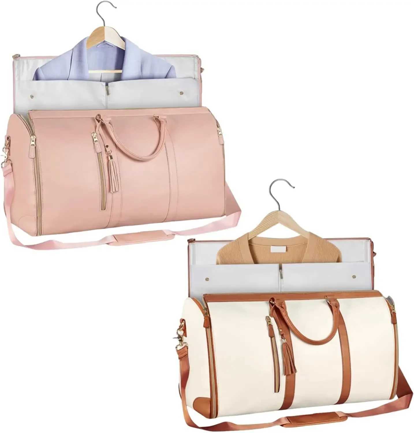 Garment Duffle Bags Travel Carry Hanging Foldable Handbag Large Capacity PU Cvertible Waterproof Totes Outdoor Fitness BagsXJ241122