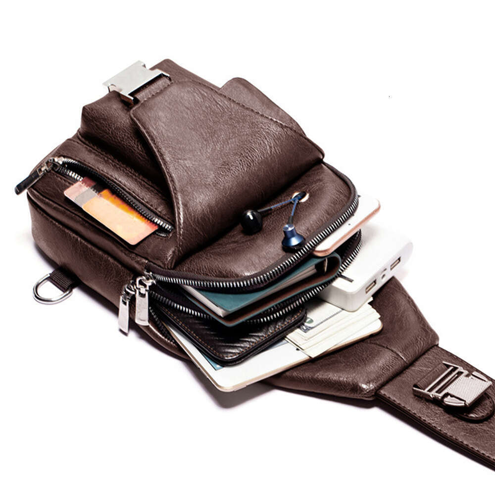 Men Cross body Sg Backpack Shoulder Messenger Bag Travel Fashion Trend Casual Retro PU Leather Male Crossbody Side Chest Bags