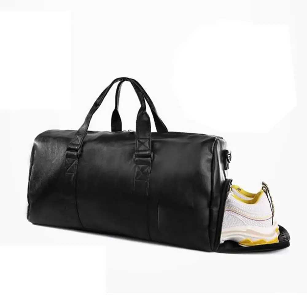 Unisex Large Capacity Travel Tote Bag Duffle Faux Leather Bag Shoe Lage Gym Fitness Tote Shoulder Bag SportXJ241122