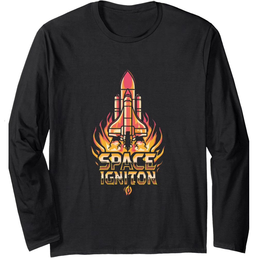 Long Sleeve Shirts for Men sweatshirt Vintage Space Ignition Shuttle - Science Fiction Space Tee Streetwear Casual tops clothes handsome