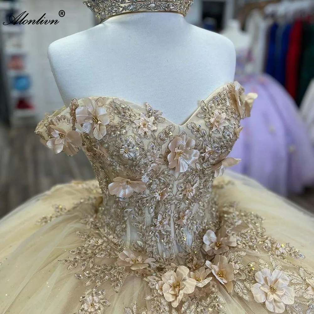 New Style Aso Ebi Beaded 3D Flowers Appliques Sweetheart Quinceanera Dresses Uniquite Train Off Shoulder Sweetheart Ball Gown Evening Party Pageant Bi