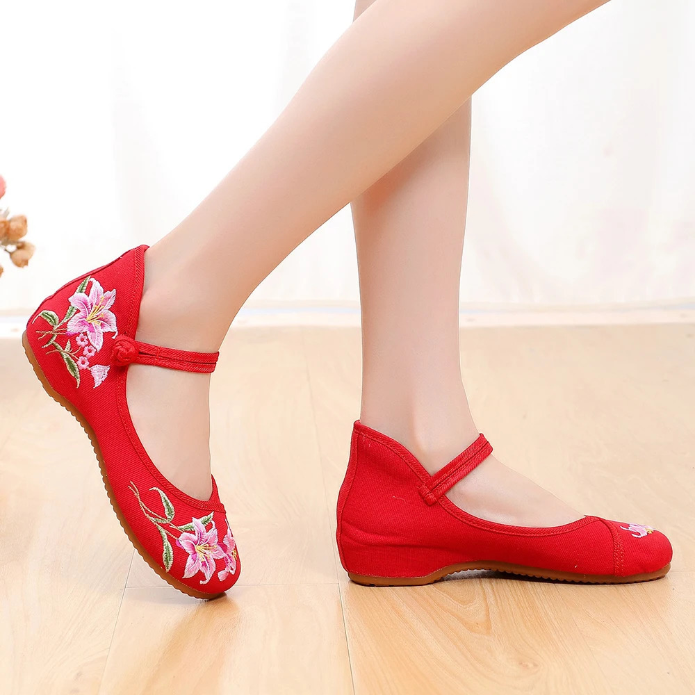 Handmade Womens Vintage Embroidered Canvas Ballet Flats Ladies Chinese Ballerinas Vegan Embroidery Shoes y241122