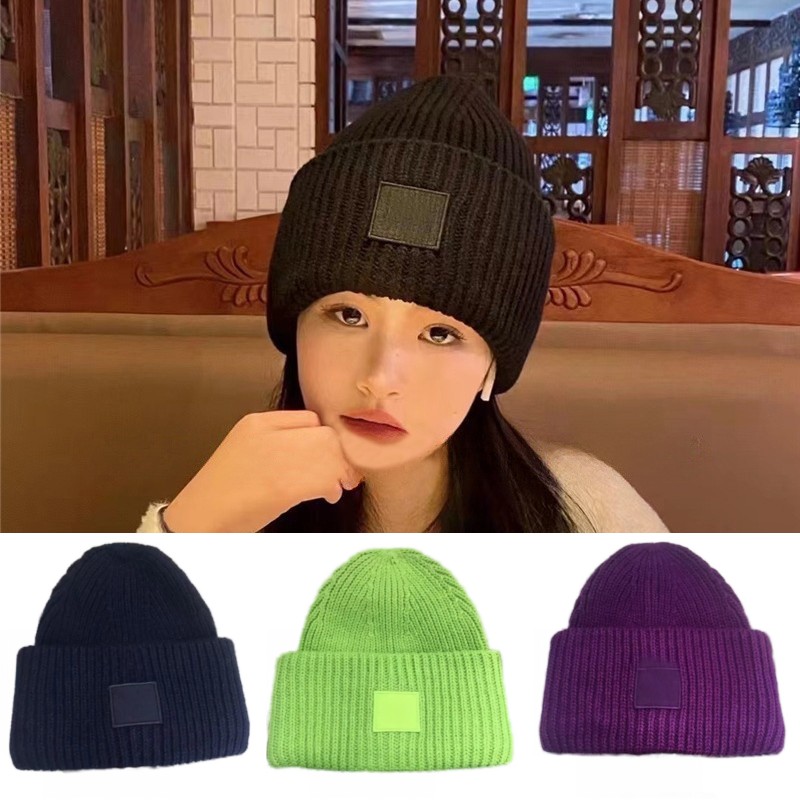 Knitted designer hats for men smile face winter beanie designer cuffed brim fashionable autumn thermal breathable mens beanie embroidery fa099 C4