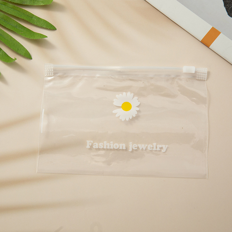 Korean version daisy transparent plastic self sealing bag hair accessories packaging bag manufacturer in stock rubber band jewelry accessories storage
