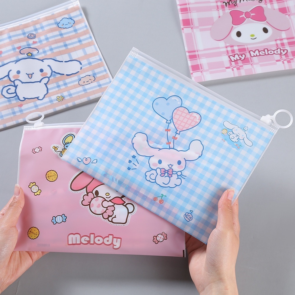 Cartoon Ring Zipper Bag Creative Transparent Matte Pen Bag Cute Student Multi functional Document Jewelry Storage Bag