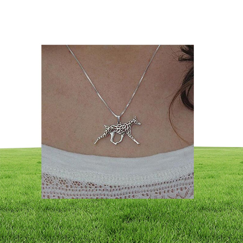 Pendant Necklaces Gold Silver 1pcs Doberman Movement Necklace 3D Cut Out Puppy Dog Lover Memorial Pendants Christmas Gift 7343