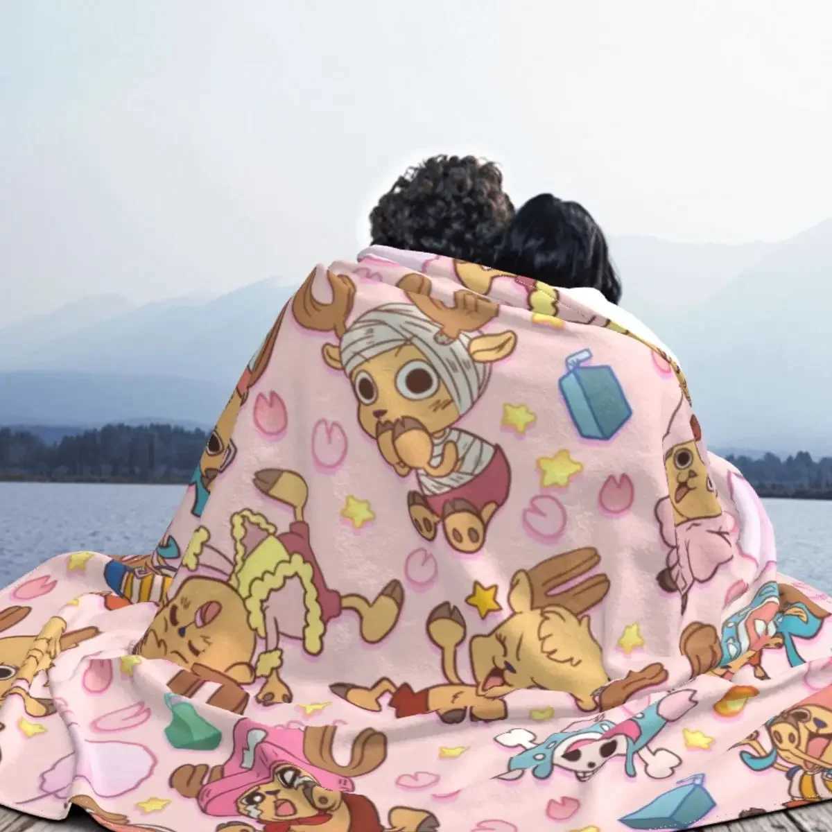 One-Piece Tony Chopper Blanket Coral Fleece Plush Summer Pirate Anime ltifunction Super Warm Throw Blankets for HomeC241122