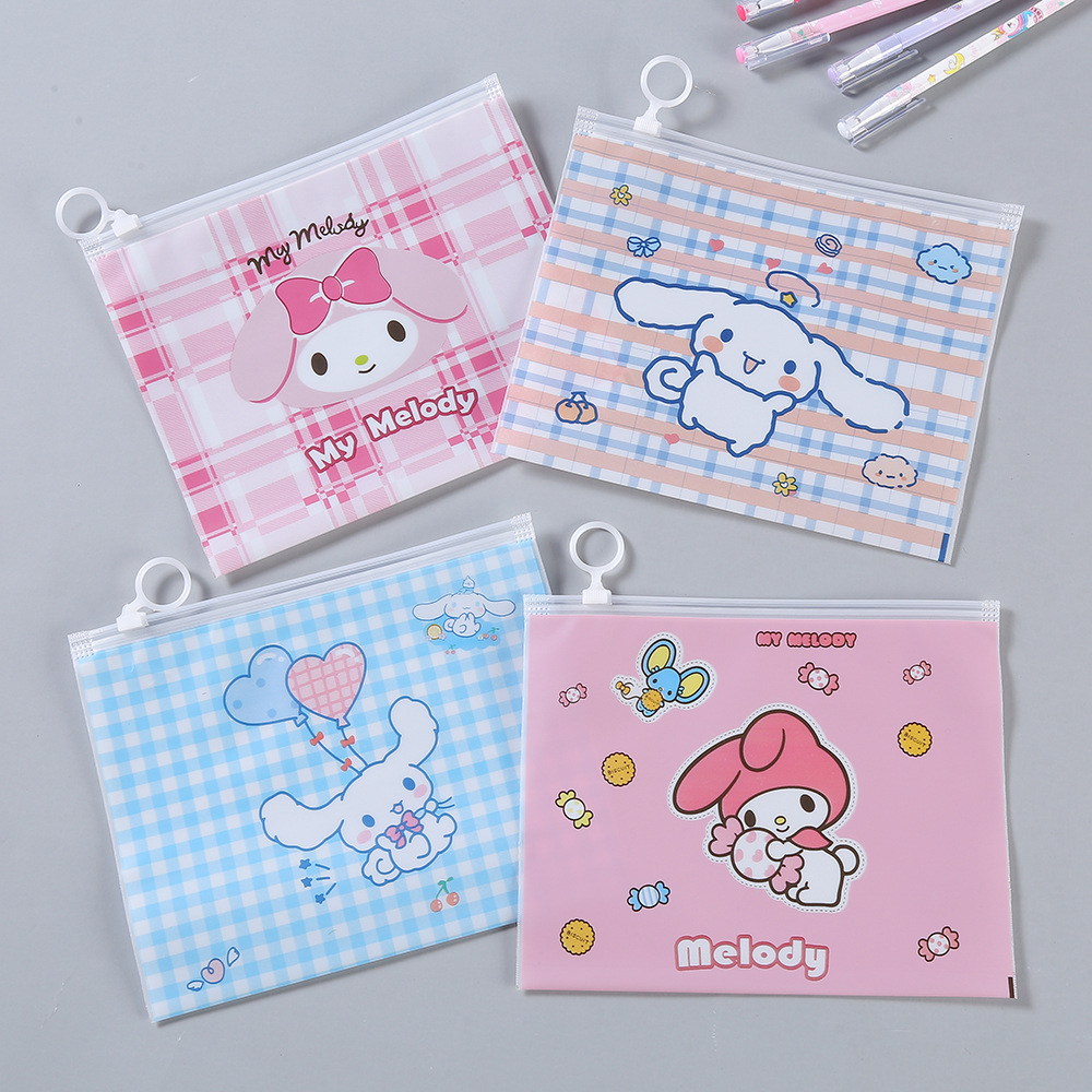 Cartoon Ring Zipper Bag Creative Transparent Matte Pen Bag Cute Student Multi functional Document Jewelry Storage Bag
