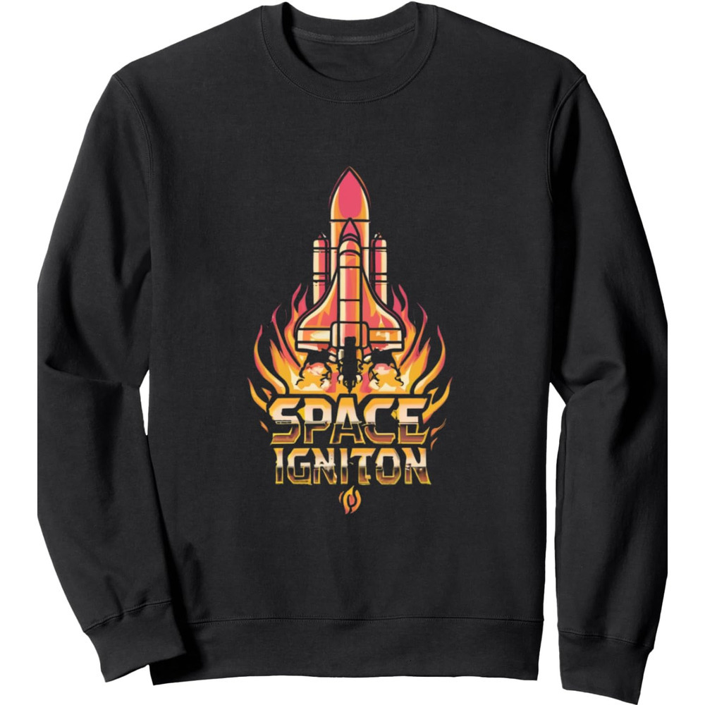 Long Sleeve Shirts for Men sweatshirt Vintage Space Ignition Shuttle - Science Fiction Space Sweatshirt Streetwear Casual tops clothes handsome