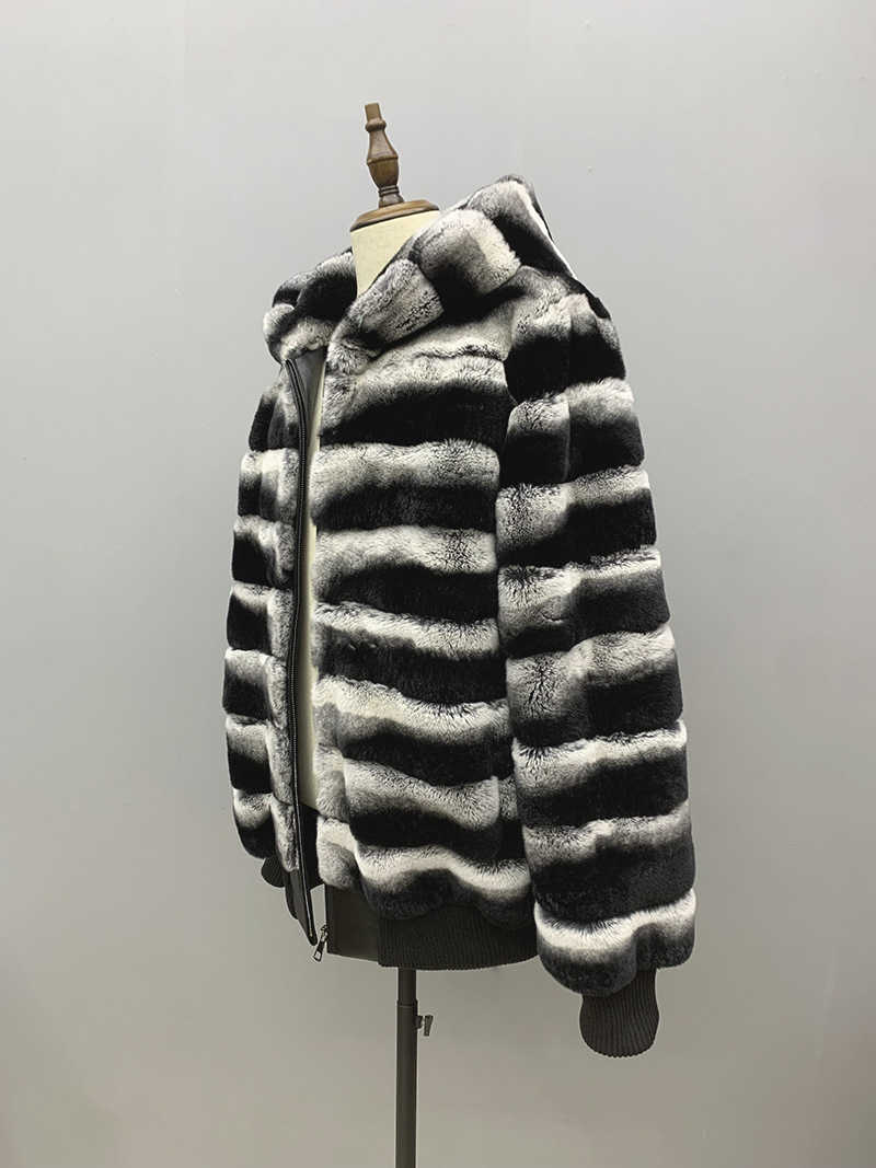 Winter fur coat Rex rabbit fur coat Chinchilla leather jacket items mens clothing W241017