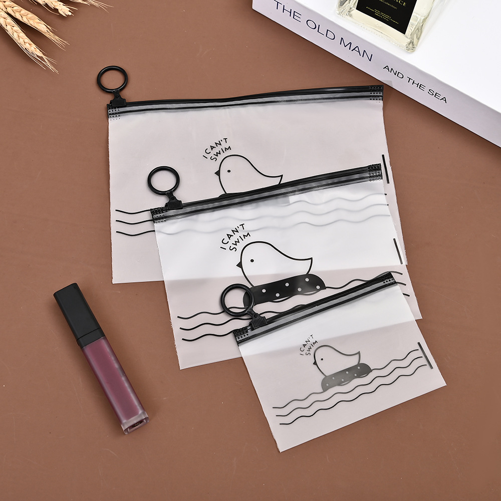 Creative cartoon chicken semi transparent ring bag travel portable storage bag rubber band underwear zipper packaging bag