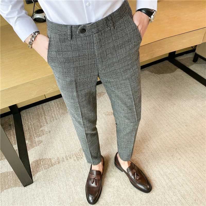 2023 Fashion Coffee Blue Grey Mens Elegant Slim Flat Mens Casual Wear Mens Office Party Mens Casual Pants W250225