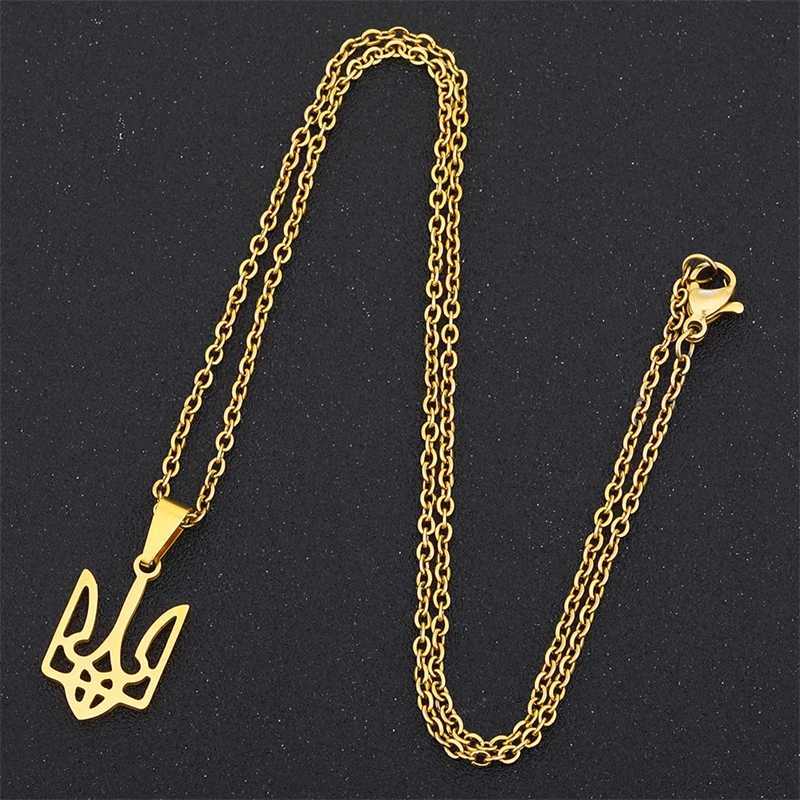 New Creative Ukraine Flag Pendant Necklaces Trident Design National Symbols Of Ukraine Stainless Steel Jewelry Women Men GiftX241122