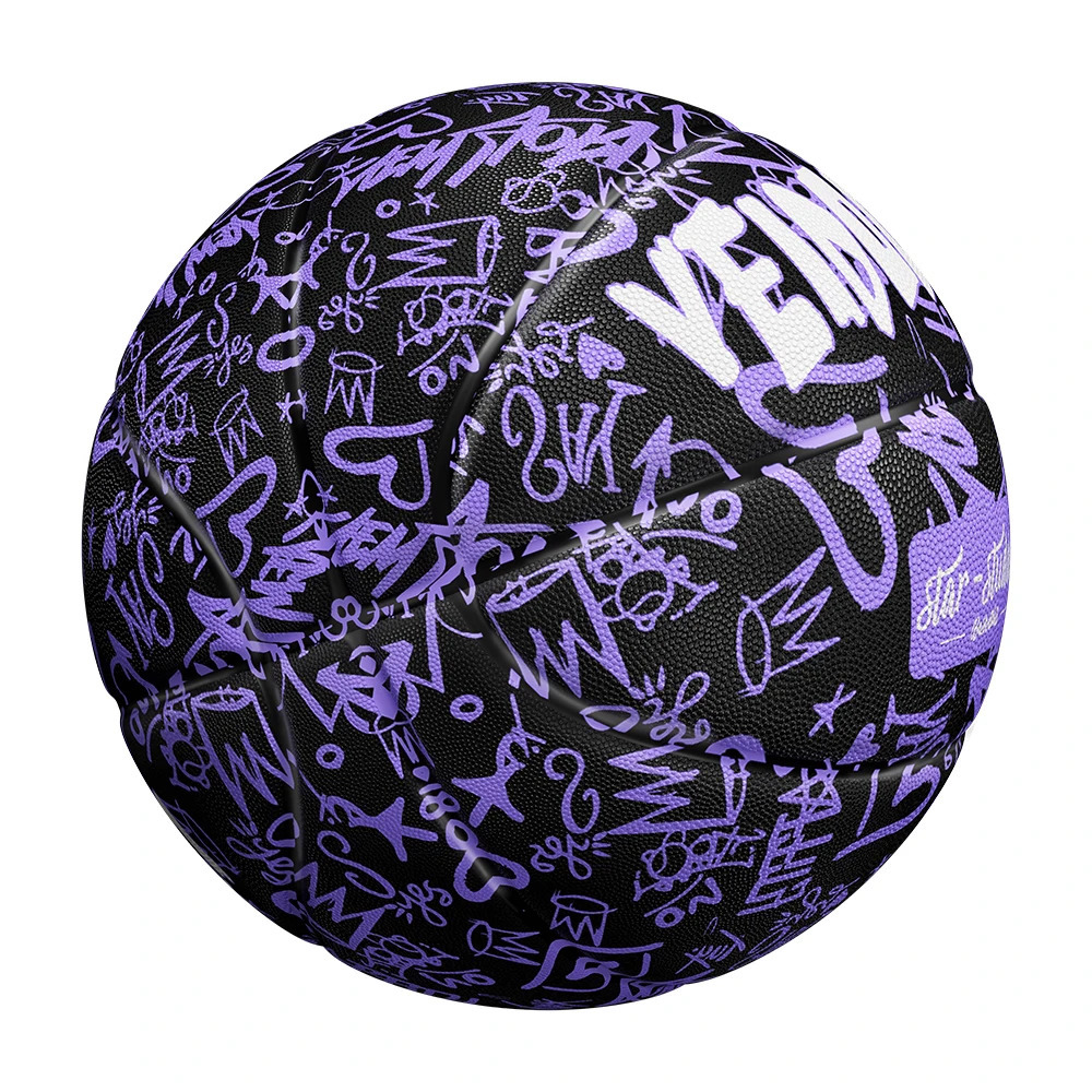 Black Purple Rubber Basketball Ball Official Size 7 Free Needle Net Pump Outdoor Durable Basket Ball 240418