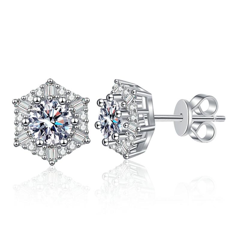 Sterg Sier Round Cut Moissanite Stud Earrings: Sparkle Your Wedding Day