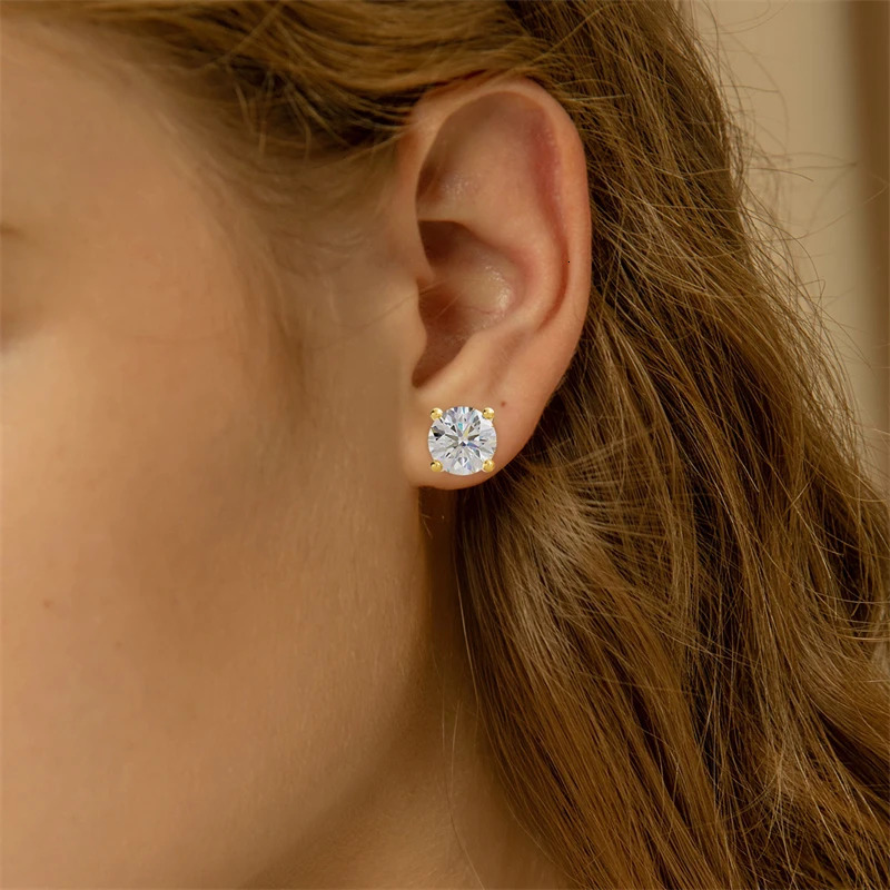 Original genuine 18K gold Mo silica diamond earrings AU750 exquisite womens gift gold earrings exquisite jewelry 241122
