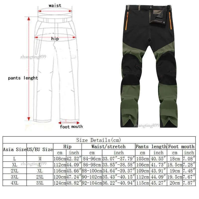 Men's Pants Men Soft Outdoor Waterproof Walking Hiking Trousers Breathable Plus Size L-4XL