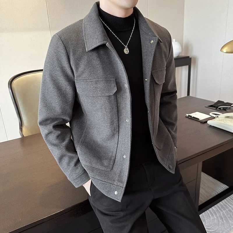 New Arrival Mens wool coat mens spring and autumn Korean version lapel wool coat winter thick casual jacket mens clothing 4XL-M Z241122