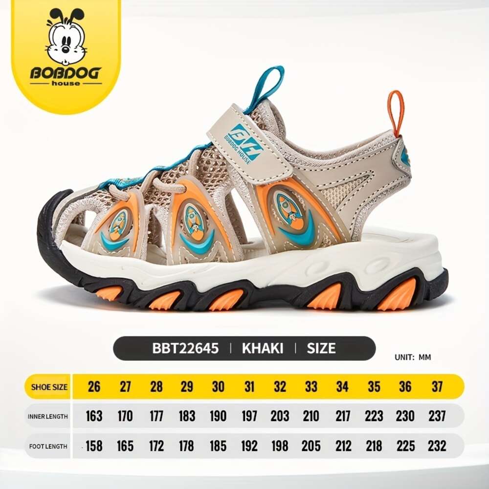 BOBDOG House Unisex Kid's Close Toe Breathable Sandals, Comfy Non Slip Durable Beach Water Shoes for Boy's & Girl's Outdoor Activities 
