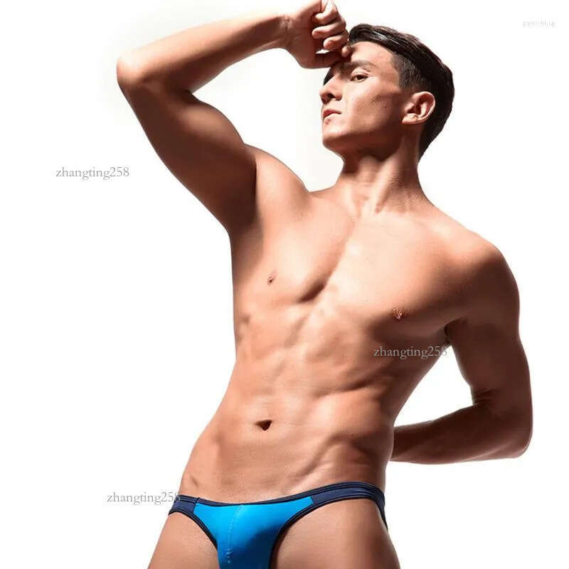 Underpants Soft Ice Silk Mens Briefs Sexy Gay Men Underwear Low Waist Male Underware Sungas Panties Contrast Color Lingerie Man Under Wear