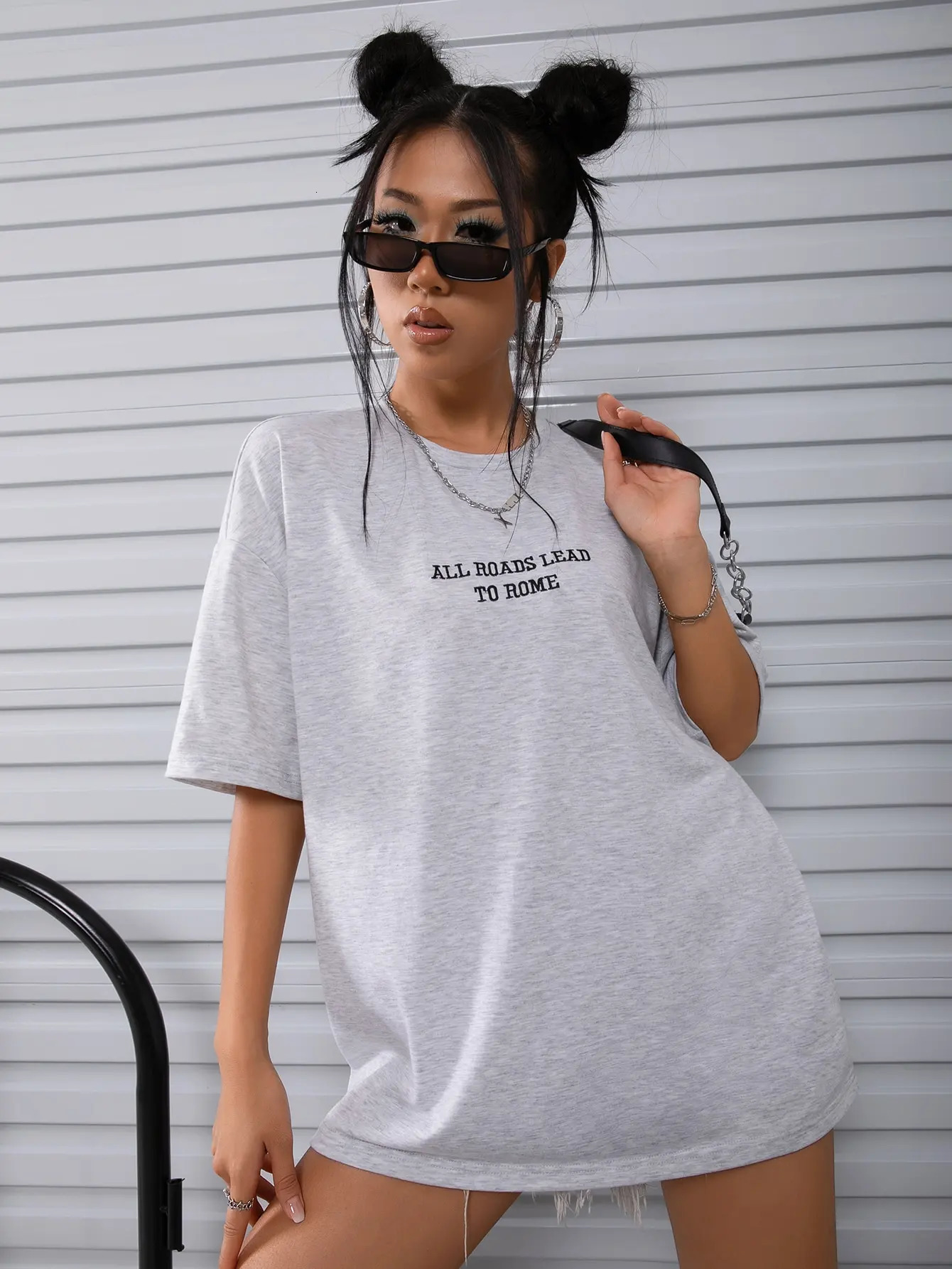 All Roads Lead To Rome Letter Printed T Shirt Women Loose Oversize Short Sleeve Summer 100% Cotton Breathable Tshirt ONeck Tops 240409