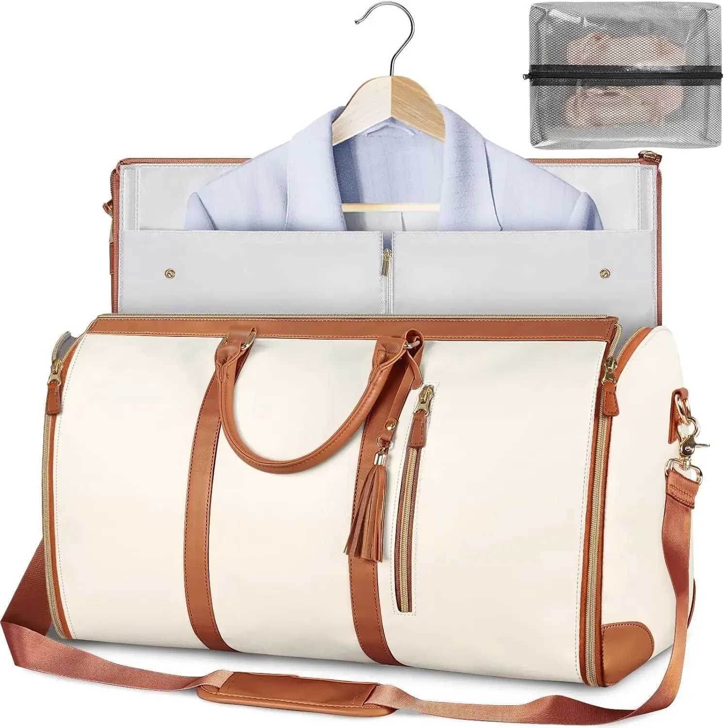 Garment Duffle Bags Travel Carry Hanging Foldable Handbag Large Capacity PU Cvertible Waterproof Totes Outdoor Fitness BagsXJ241122
