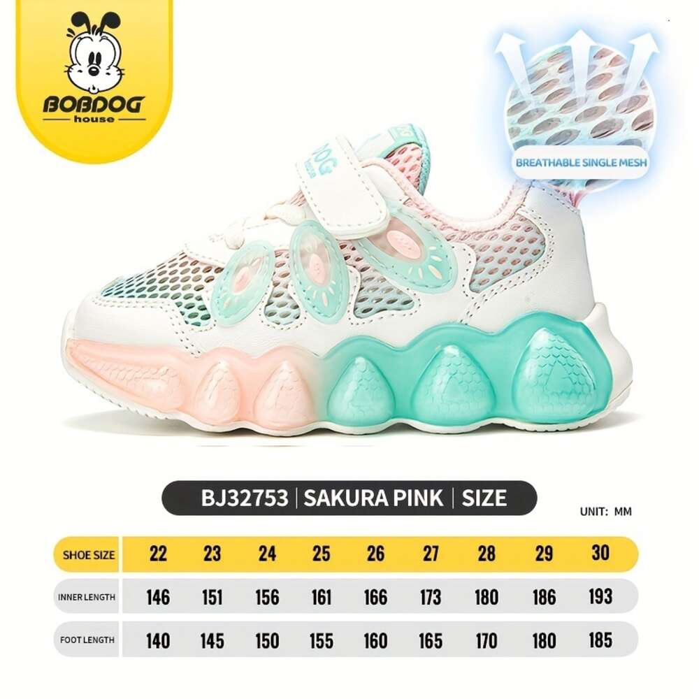 BOBDOGHOUSE Casual Cute Low Top Mesh Sneakers Girls Breathable Non-slip Shock-absorbing Running Shoes for Summer BJ32753