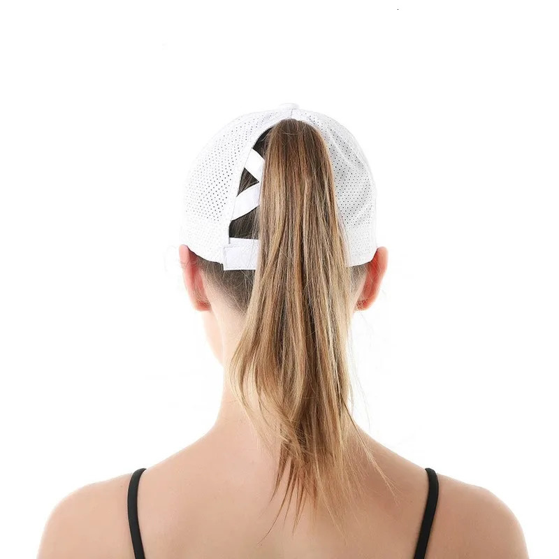 Baseball Caps For Women Hats Breathable Mesh Sun Visor Hats Female Summer European Outdoor Sports Criss Cross Ponytail Hat 241122