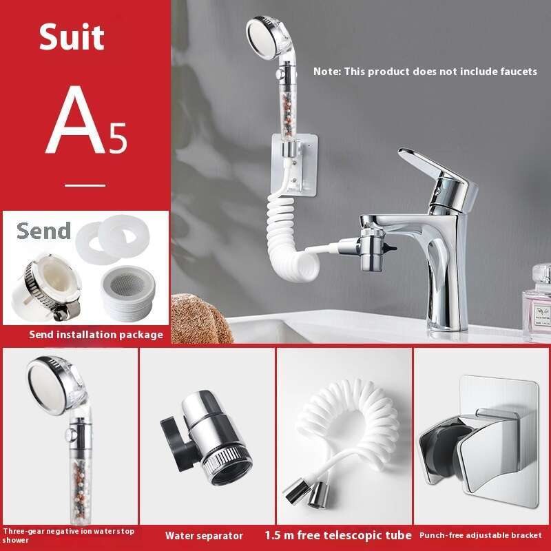 Faucet extension set external washbasin hair washing single cut vae water divider showerhead
