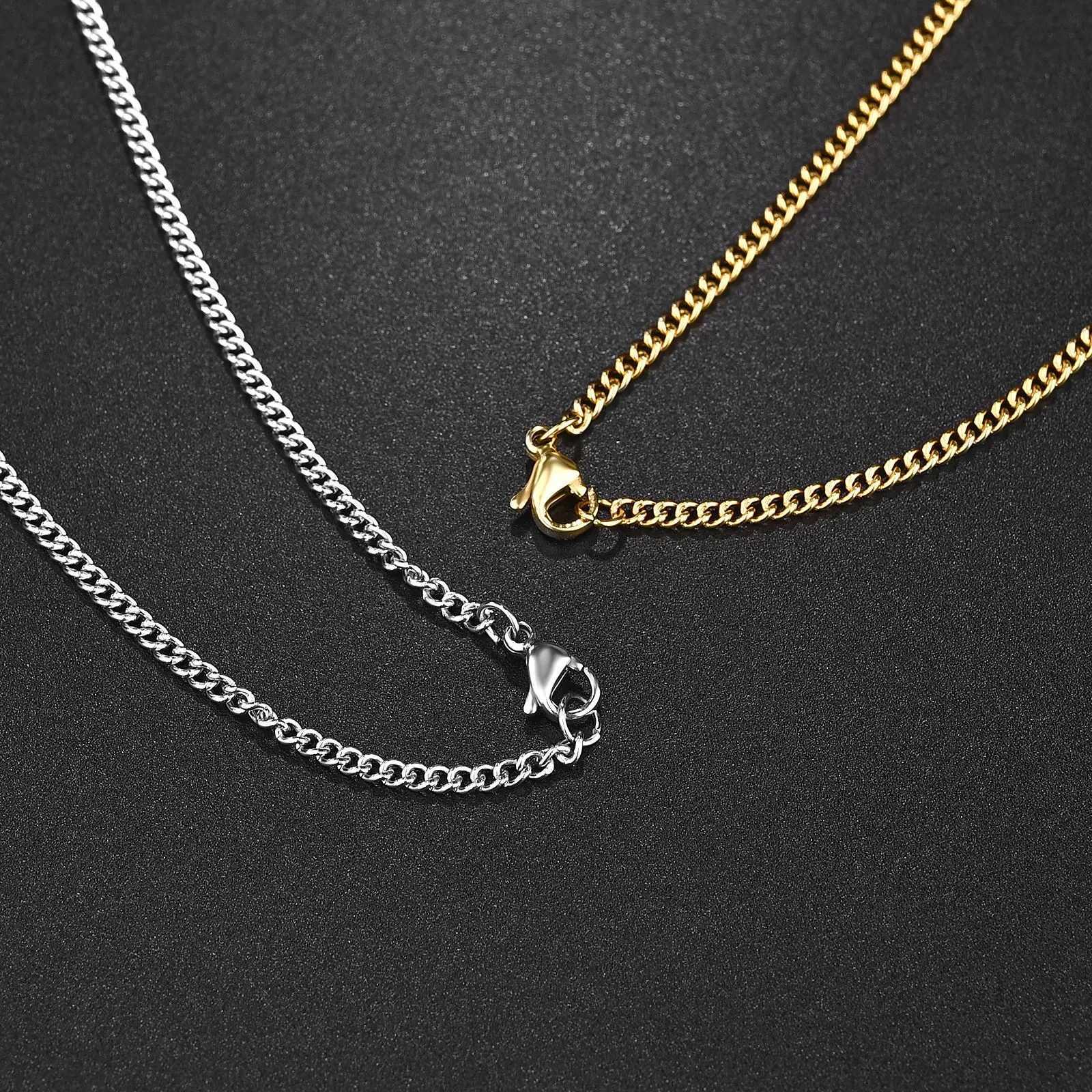 60cm 1.4MM/1.8MM/2.2MM Stainless Steel Necklace Sliver Color Vintage Chain Women And Man Jewelry GiftX241122