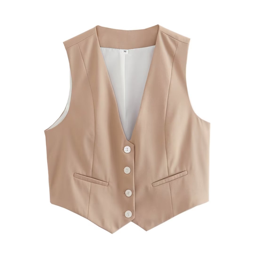 women Single breasted suit vest Woman's Vest White V Neck Single Breasted Vintage Retro Tooling Waistcoat Formal Casual Business Slim Waistcoat W