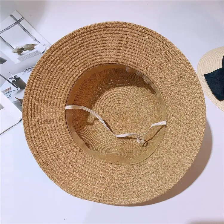 Summer Straw Hats for Beach Mom and Daughter Sun Panama Simple Bow Kid Girl Lady Sunshade Bohemia Vocation Cap 240415