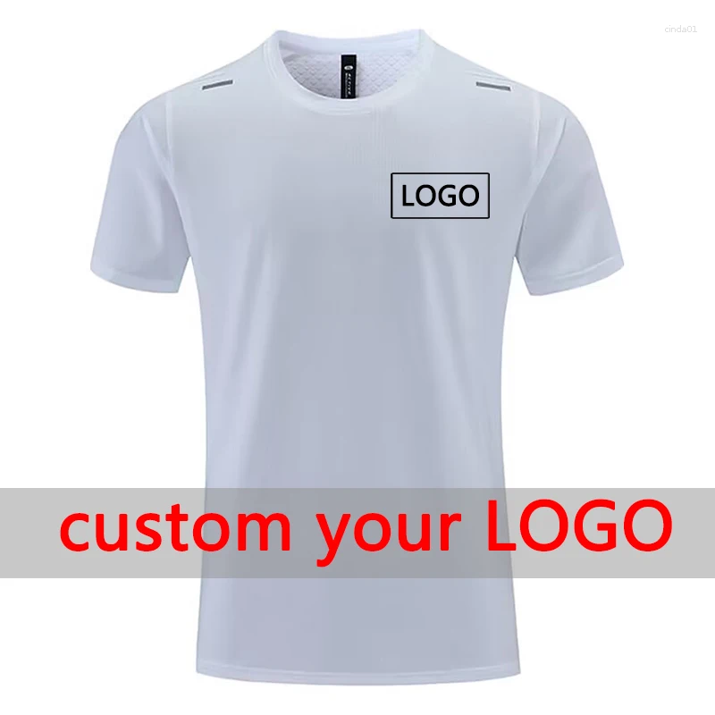 Men's T Shirts Custom LOGO Men Running T-shirt Fitness Sports Top Gym Training Shirt Jogging Casual Sportswear Quick Dry Outdoor