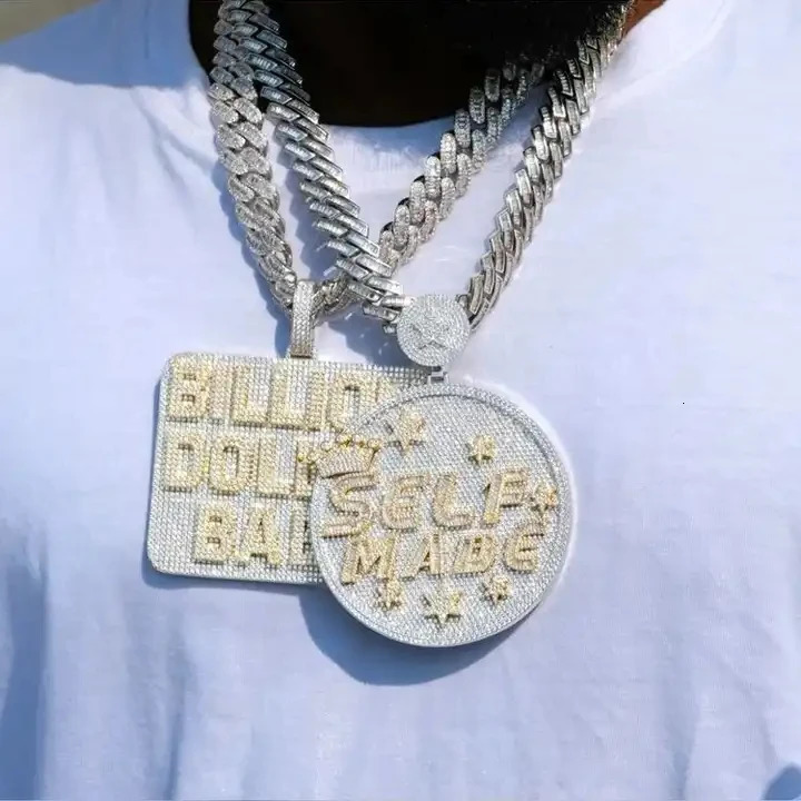 Big Heavy Iced Out Bling 5A Cubic Zircon Paved Self Made Engraved CZ Star Pendant Necklace Hip Hop Men Women Charm Jewelry 241122