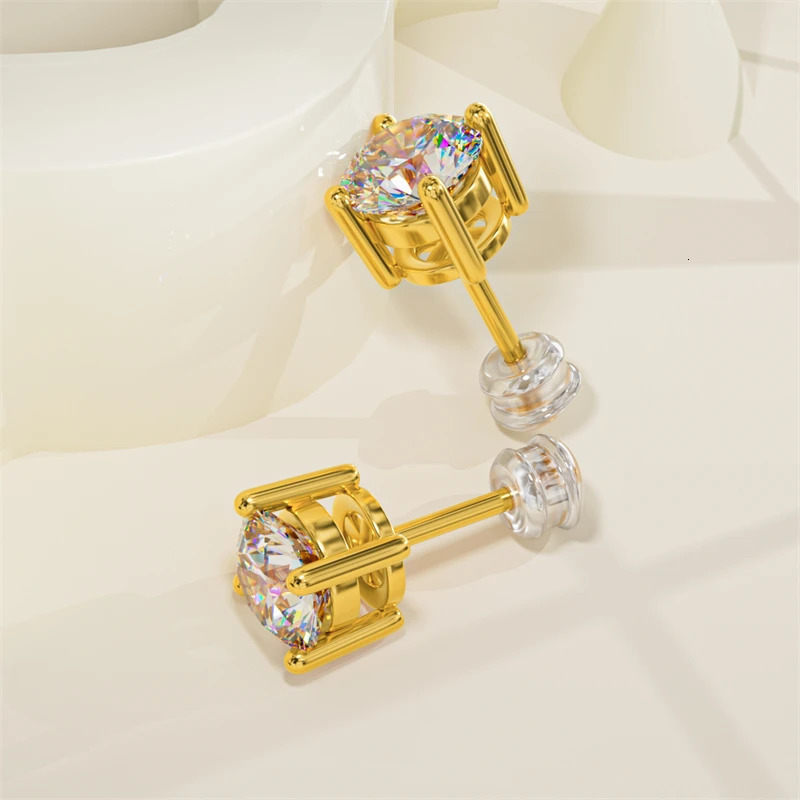Original genuine 18K gold Mo silica diamond earrings AU750 exquisite womens gift gold earrings exquisite jewelry 241122