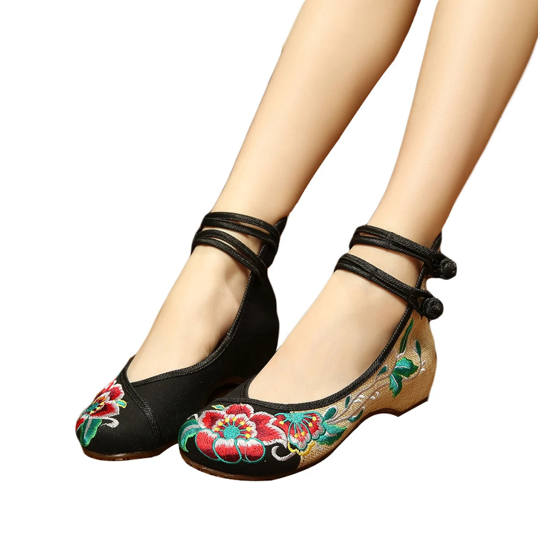 Chinese Embroidered Hibiscus Flowers Cloth Shoes Flat Shoe Casual Loafer Oxford Bottom Girl Lady Single 241122