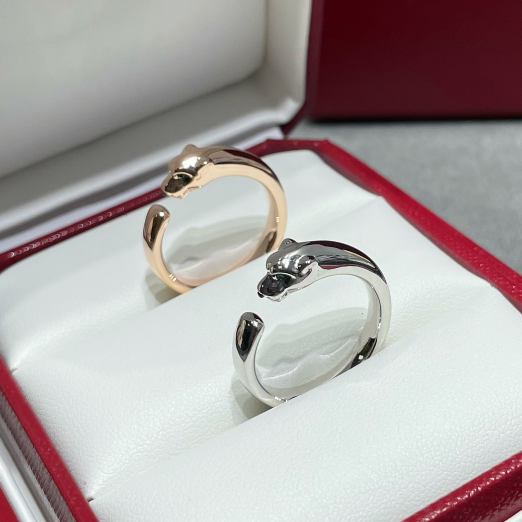 Thin Panthere Ring size 5-6-7-8 high cheetah ring gold plated inlaid natural emerald counter quality for women advanced gift crystal classic style with box 038bb